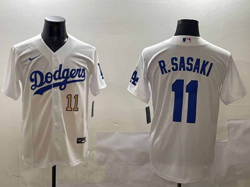 Men Los Angeles Dodgers #11 R.Sasaki White Game 2025 Nike MLB Jersey style 4